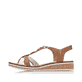 Braune Rieker Keilsandaletten V3657-81 mit einem Gummizug sowie leichter Sohle. Schuh Außenseite.