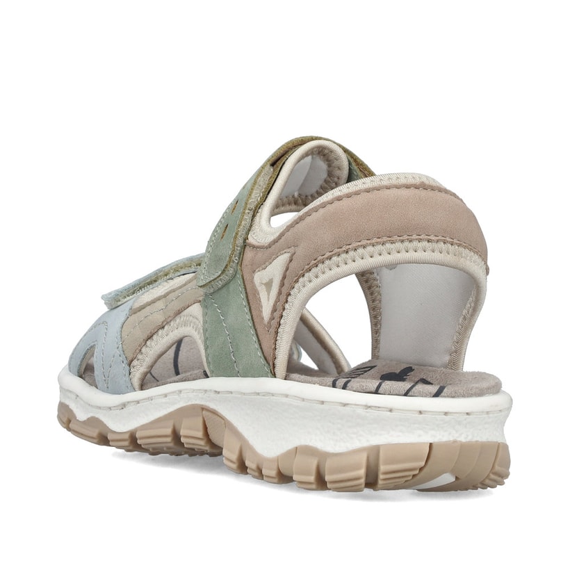 Mehrfarbige Rieker Damen Trekkingsandalen 68866-94 mit einem Klettverschluss. Schuh von hinten.