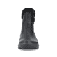 
Tiefschwarze Rieker Damen Kurzstiefel Z0070-00 mit einer robusten Profilsohle. Schuh seitlich schräg