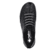 Schwarze Rieker Damen Slipper 55952-00 mit einem Gummizug. Schuh von oben.