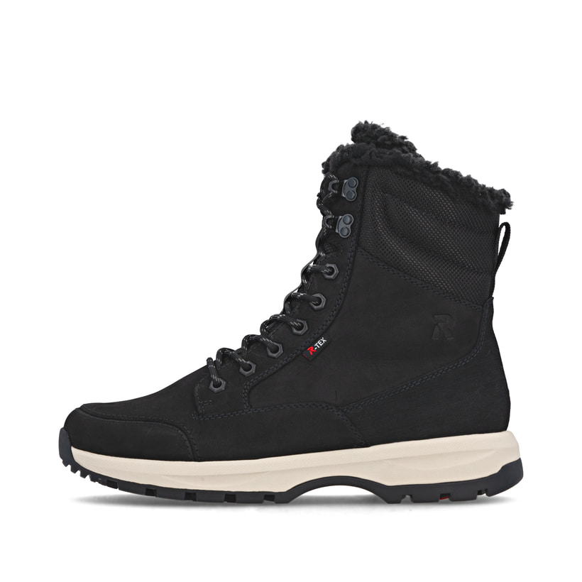 Schwarze Rieker Herren Schnürstiefel U1672-00 aus Rauleder. Schuh Außenseite.