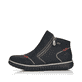 Nachtschwarze Rieker Damen Slipper L4270-00 mit Reißverschluss sowie einer Profilsohle. Schuh Außenseite