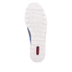 Blaue Rieker Damen Slipper N3363-10 mit Elastikeinsatz sowie schmaler Passform E. Schuh Laufsohle.