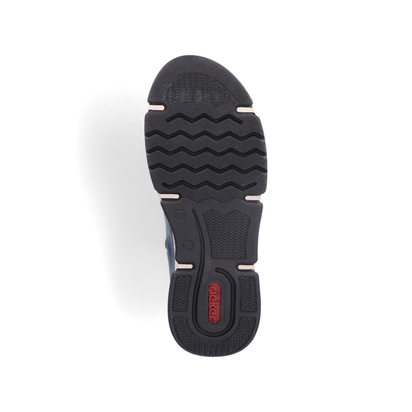 Cyanblaue Rieker Damen Schnürstiefel 45943-12 mit einer schockabsorbierenden Sohle. Schuh Laufsohle