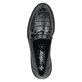 Graphitschwarze Rieker Damen Loafer 54862-01 mit einem Elastikeinsatz. Schuh von oben.