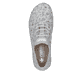 Mehrfarbige Rieker Damen Slipper 52575-90 mit floralem Muster sowie Gummizug. Schuh von oben.