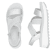 Silberne Rieker Damen Riemchensandalen W3053-90 mit einem Gummizug. Schuh von oben, liegend.