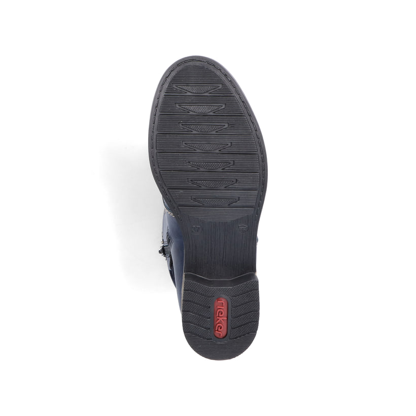 Asphaltschwarze Rieker Damen Stiefeletten 71675-01 mit Reißverschluss. Schuh Innenseite