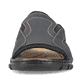 Schwarze Rieker Herren Pantoletten 25093-00 mit Elastikeinsatz sowie Ziernähten. Schuh von vorne.