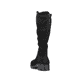 
Tiefschwarze Rieker Damen Hochschaftstiefel 76890-00 mit einer robusten Profilsohle. Schuh von hinten