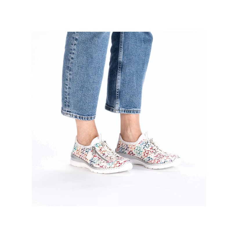 Chaussons Rieker multicolores pour femme L3252-90. Chaussure au pied.