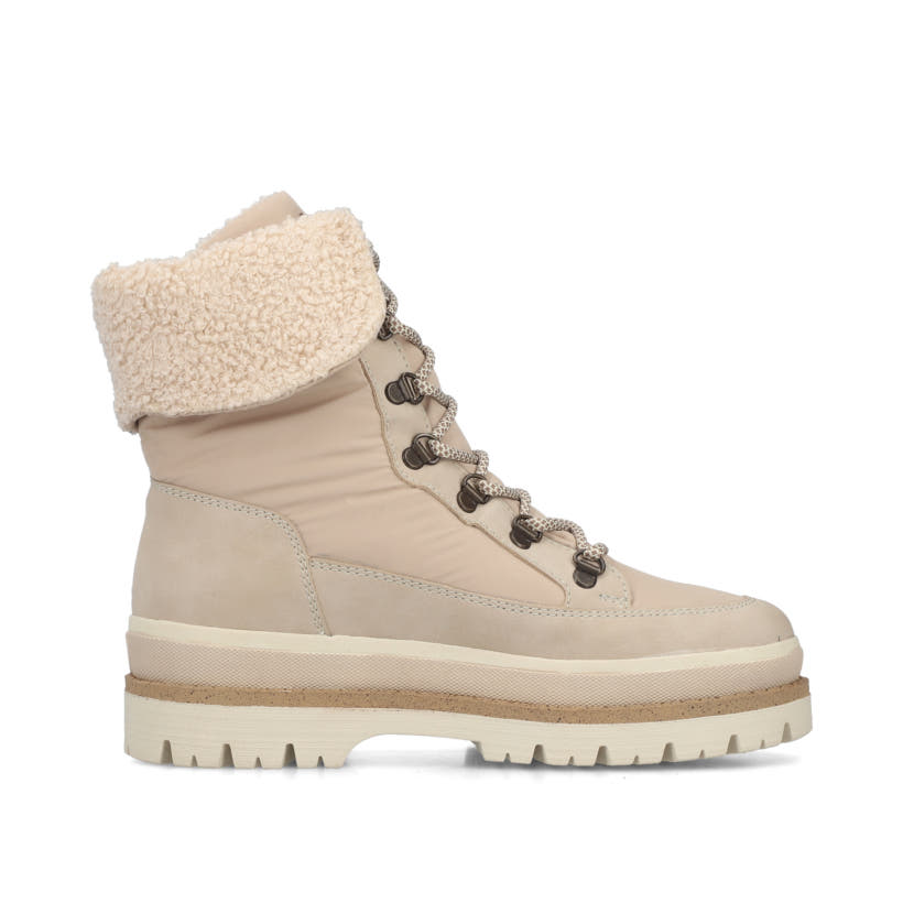 Beige Rieker Damen Schnürstiefel Y6200-62 mit wasserabweisender TEX-Membran. Schuh Innenseite.
