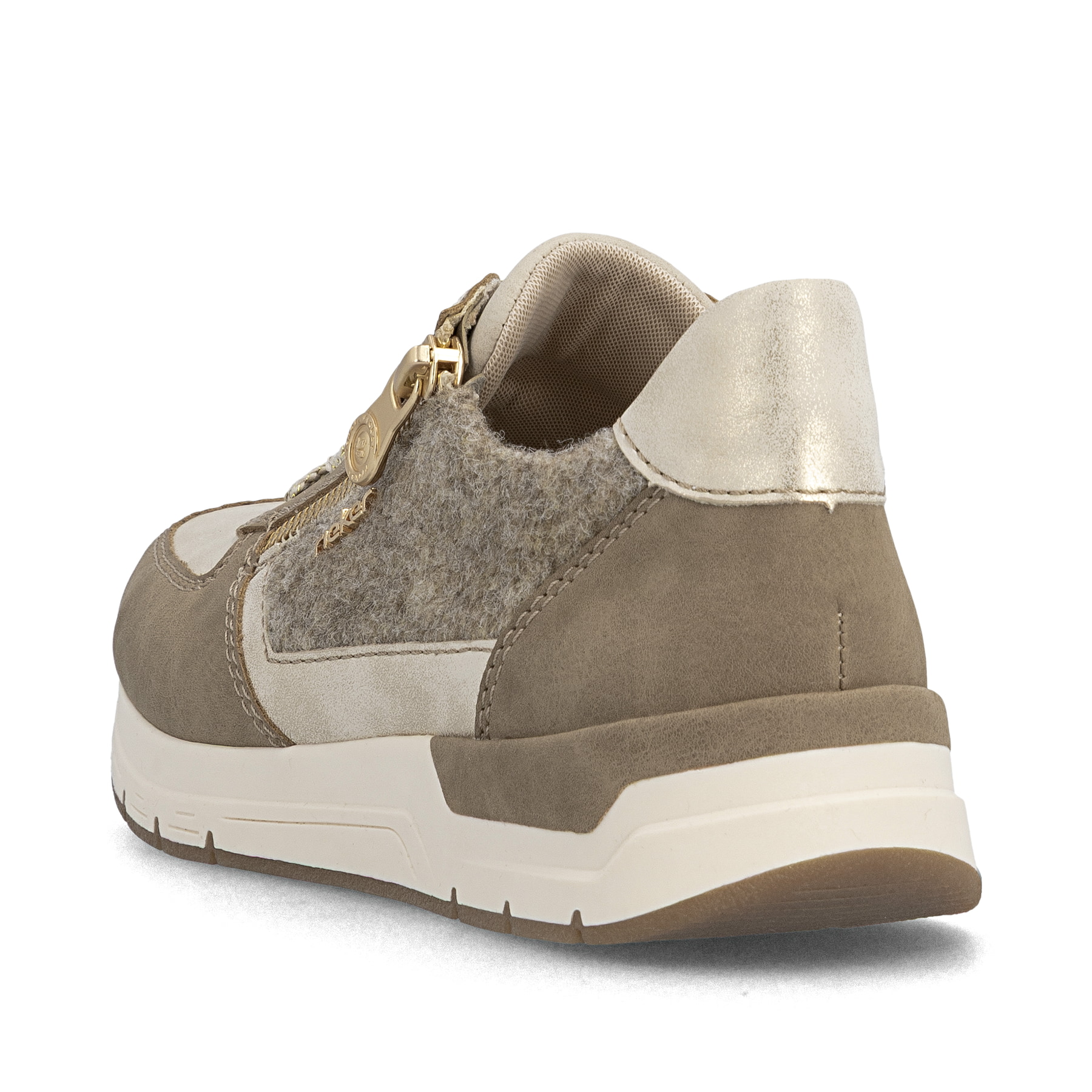 Magentafarbene Rieker Damen Schnürschuhe 58822-31 mit einem Reißverschluss. Schuh Außenseite gespiegelt.