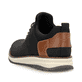 Urbanschwarze Rieker Herren Slipper 14750-00 mit Gummischnürung. Schuh von hinten.