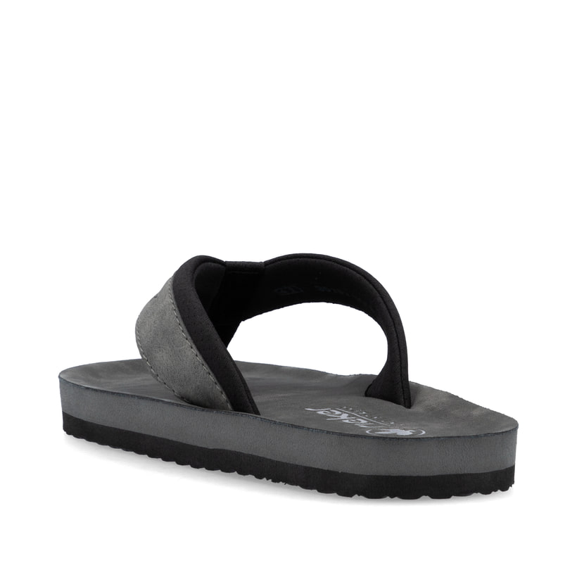 Graue Rieker Herren Zehentrenner 20151-45 mit der Komfortweite G. Schuh von hinten.