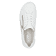 Weiße Rieker Damen Schnürschuhe 42424-80 mit runden Ziernähten. Schuh von oben.