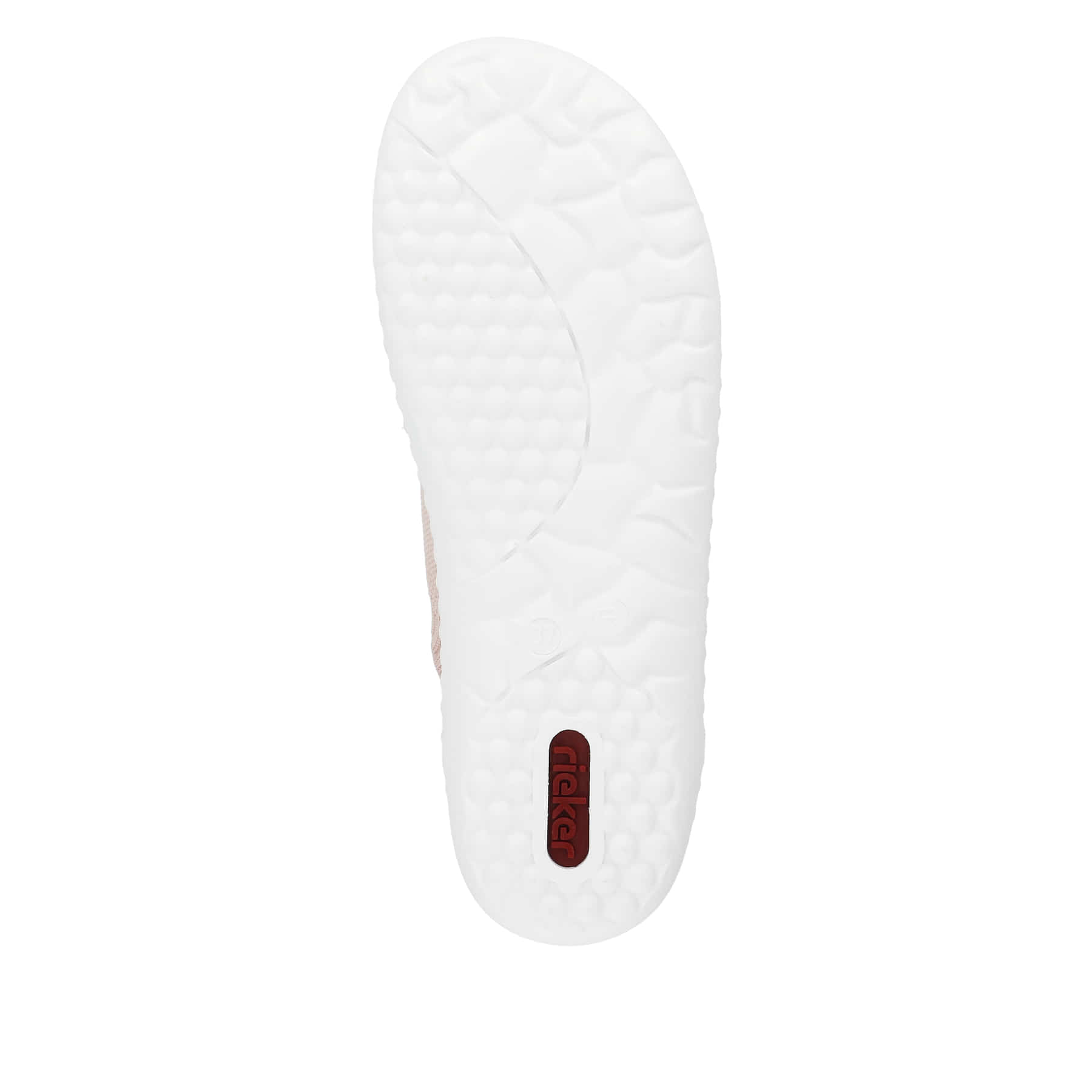 Rosane vegane Rieker Damen Slipper 52854-31, Barfußschuhe mit einem Gummizug. Schuh Laufsohle.