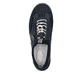 Blaue Rieker Damen Slipper L9750-14 mit Gummizug sowie gepolsterter Einlegesohle. Schuh von oben.