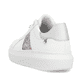 Weiße Rieker Damen Sneaker Low W1202-83 mit einer Schnürung. Schuh von hinten.