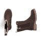 Dunkelbraune Rieker Damen Chelsea Boots 73260-25 mit einem Reißverschluss. Schuh von oben, liegend.