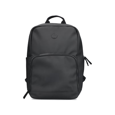 Rieker Rucksack H1655-00 in Schwarz mit mattem Finish, Innenfach und Handyfach. Vorderseite.