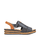 Blaue Rieker Keilsandaletten 62962-14 mit modischen Raffungen sowie Gummizug. Schuh Innenseite.