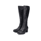 Schwarze Rieker Damen Hochschaftstiefel 77684-00 aus Glattleder. Schuhpaar seitlich schräg.