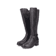 Dunkelbraune Rieker Damen Hochschaftstiefel 75490-25 mit einem Reißverschluss. Schuhpaar seitlich schräg.