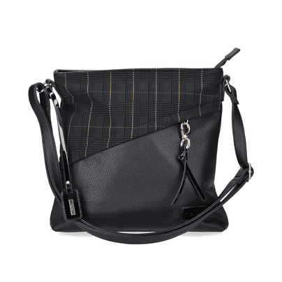 Rieker Damen Handtasche H1040-00 in Tiefschwarz aus Kunstleder mit Reißverschluss. Handtasche Vorderseite.