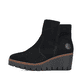 Mitternachtsschwarze Rieker Damen Kurzstiefel Y5065-00 mit einem Reißverschluss. Schuh Außenseite.