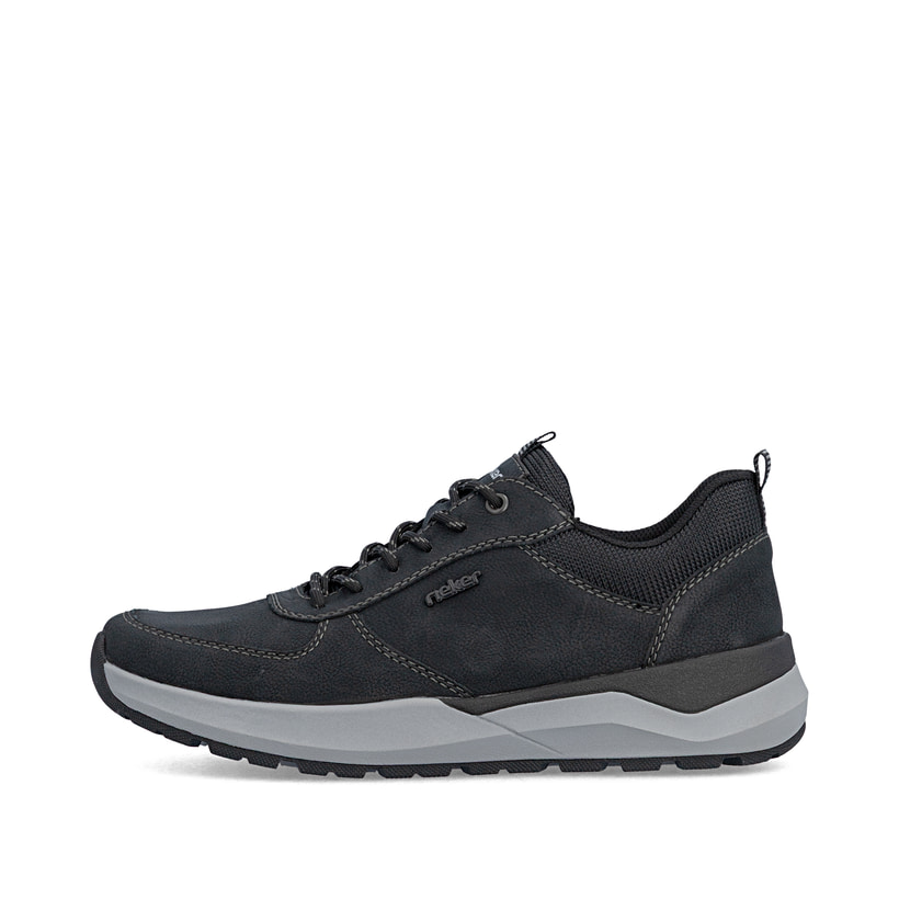 Chaussures à lacets Rieker noires hommes 06002-00 avec fermeture éclair. Côté extérieur de la chaussure.