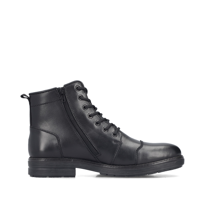 Schwarze Rieker Herren Schnürstiefel 33440-00 aus Glattleder. Schuh Innenseite.
