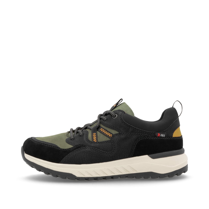 Schwarze Rieker Herren Sneaker Low U0101-00 mit einer super leichten Sohle. Schuh Außenseite gespiegelt.