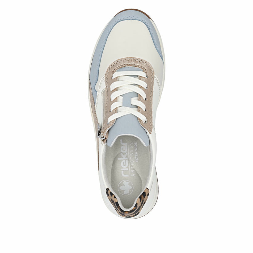 Mehrfarbige Rieker Damen Sneaker Low N8114-90 mit einem Reißverschluss. Schuh von oben.