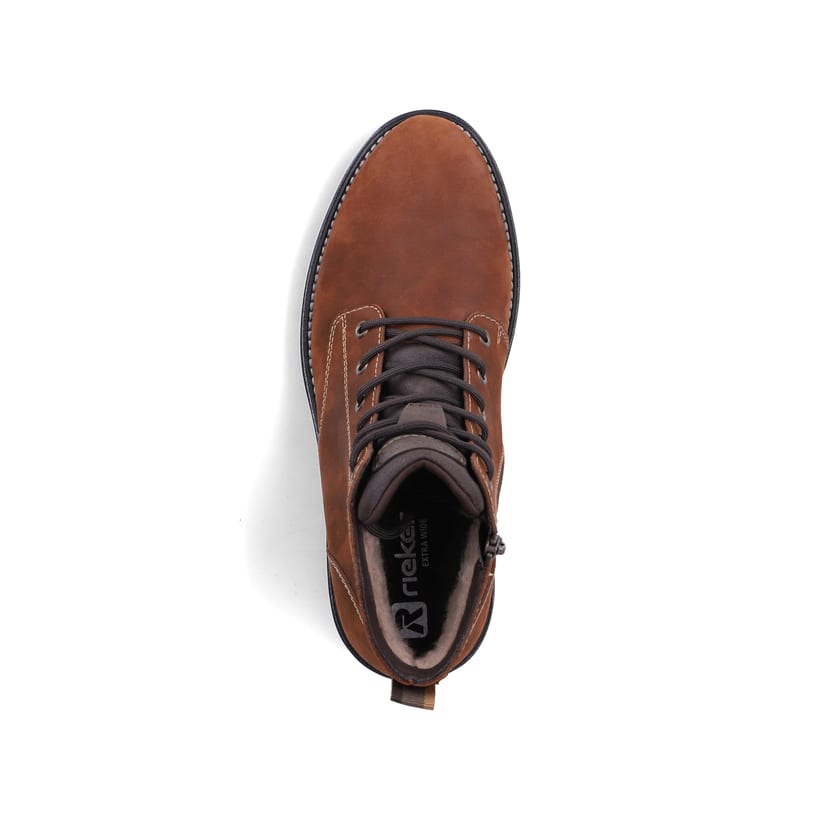 Braune Rieker Herren Schnürstiefel 30424-22 aus Rauleder. Schuh von oben.