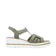 Grüne Rieker Keilsandaletten 67459-52 mit Gummizug sowie sehr leichter Sohle. Schuh Innenseite.