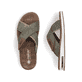 Grüne Rieker Herren Pantoletten 29083-52 mit Rieker Air Sohlenfenster. Schuh von oben, liegend.
