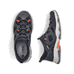 Blaue Rieker Herren Slipper B8350-14 mit Ready2GO Slip-in Feature sowie Gummizug. Schuh von oben, liegend.