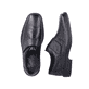 Schwarze Rieker Herren Slipper B0853-00 mit Klettverschluss sowie Extraweite H. Schuh von oben, liegend.