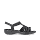 Schwarze Rieker Damen Riemchensandalen 60809-00 mit einem Gummizug. Schuh Innenseite.