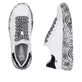 Baskets basses Rieker blanches pour femme W1201-83 en cuir lisse. Chaussure vue de dessus, couchée.