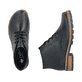 Bottes à lacets Rieker noires pour femmes Z9310-00 avec lacets. Chaussure vue de dessus, couchée.