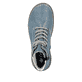 Royalblaue Rieker Damen Schnürstiefel 53632-14 mit auffälligem Logo. Schuh von oben.