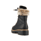 
Tiefschwarze Rieker Damen Schnürstiefel 72630-00 mit Schnürung und Reißverschluss. Schuh von hinten