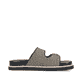Schwarze Rieker Damen Pantoletten V9584-00 mit Schnallen sowie leichter Sohle. Schuh Innenseite.