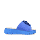 Blaue Rieker Damen Pantoletten V1052-14 mit dekorativer Blume. Schuh Innenseite.