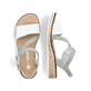 Grüne Rieker Keilsandaletten V3660-52 mit trendigen Schnalle. Schuh von oben, liegend.