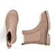Beige Rieker Damen Chelsea Boots 91580-20 mit einem Reißverschluss. Schuh von oben, liegend.
