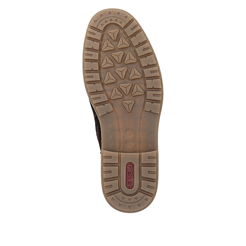 Dunkelbraune Rieker Herren Schnürstiefel 33106-25 aus Rauleder. Schuh Laufsohle.