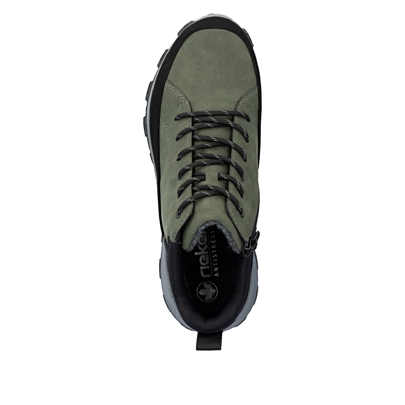 Grüne Rieker Herren Schnürstiefel 35508-54 mit wasserabweisender TEX-Membran. Schuh von oben.